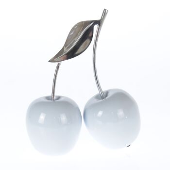 Duo de cerises en aluminium, 33 x 16 x 41cm, blanc/argent, 776540