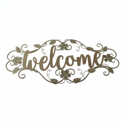 Metal wall decor Welcome, 76 x 2 x 33 cm, antique rust, 776335