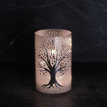 Colonne lumineuse en verre motif arbre LED, Ø 10 x 15cm, argent, 776182 2