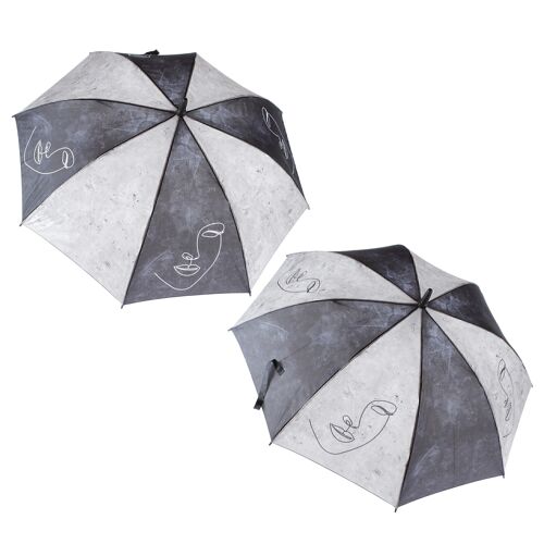 Metall-Regenschirm FACE 2-fach sortiert, Ø 105 x 88 cm, schwarz/weiß, 776137
