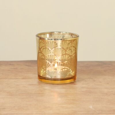 Patterned glass lantern, Ø 7.3 x 8 cm, gold, 775963