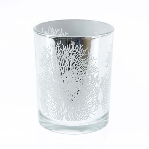 Glas-Windlicht Baumdesign, Ø 10 x 12,5 cm, silber, 775895