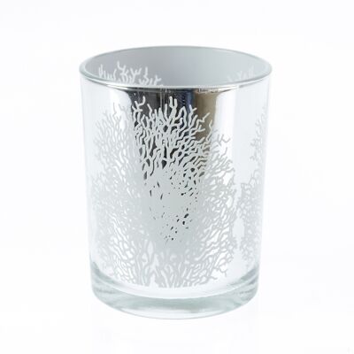 Linterna de cristal diseño árbol, Ø 10 x 12,5 cm, plata, 775895