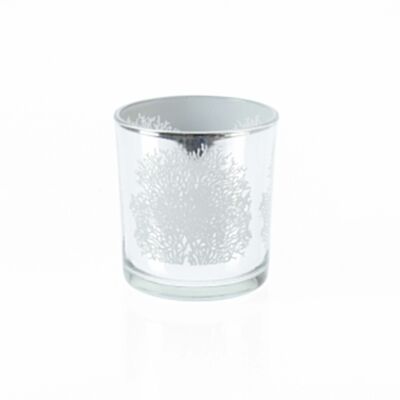 Linterna de cristal diseño árbol, Ø 7,3 x 8 cm, plata, 775888
