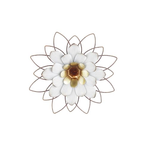 Metall-Blume zum Hängen, Ø 24 x 4 cm, weiß/gold, 775819
