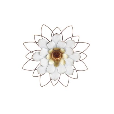 Metal flower to hang, Ø 24 x 4 cm, white/gold, 775819