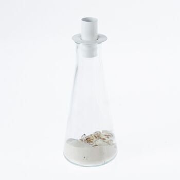 Bougeoir en verre avec coquillages, Ø 8 x 20,5 cm, transparent/blanc, 775277 1