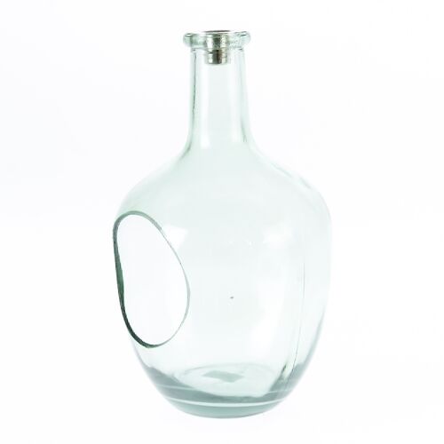 Glas-Flasche mit Kerzentülle, Ø 17,5 x 32,5 cm, grün, 775055
