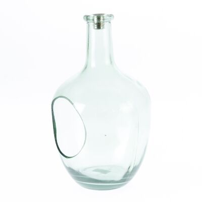 Glass bottle with candle spout, Ø 17.5 x 32.5 cm, green, 775055