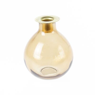 Glass candle holder bulbous, Ø 10 x 12 cm, amber, 775024