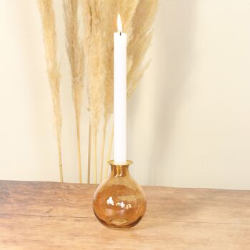 Bougeoir en verre bulbeux, Ø 10 x 12 cm, ambre, 775024 2