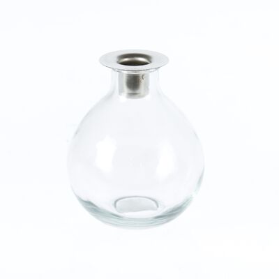 Glass candle holder bulbous, Ø 10 x 12 cm, clear, 775017