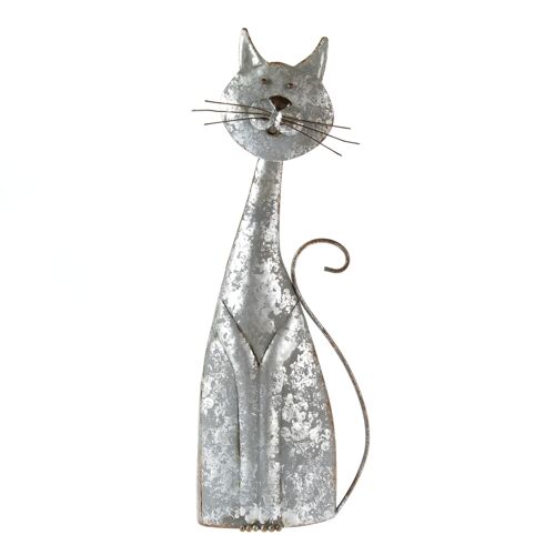 Metall-Katze zum Stellen, 16 x 8,5 x 45 cm, antiksilber, 774775