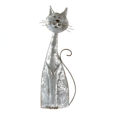 Metal cat to stand on, 16 x 8.5 x 45 cm, antique silver, 774775