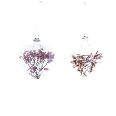 Plastic hanger heart flowers, 7.7 x 3.7 x 9.3 cm, purple 2-assorted, 774027