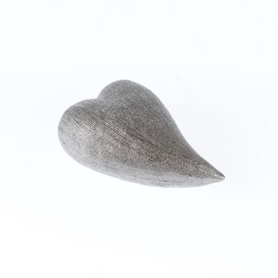 Ceramic heart curved, 12 x 8 x 4.5 cm, silver, 773693