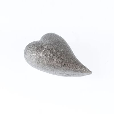 Coeur en céramique courbé, 12 x 8 x 4,5 cm, argent, 773693