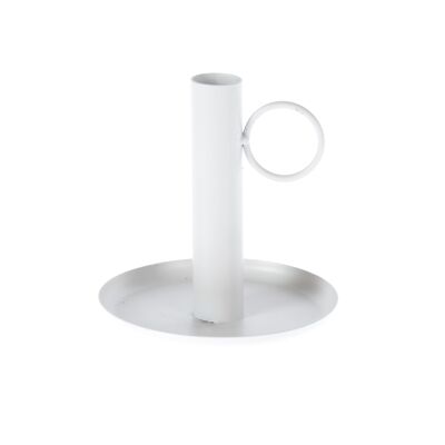 Metal candlestick handle, Ø 12 x 12 cm, white, 773679