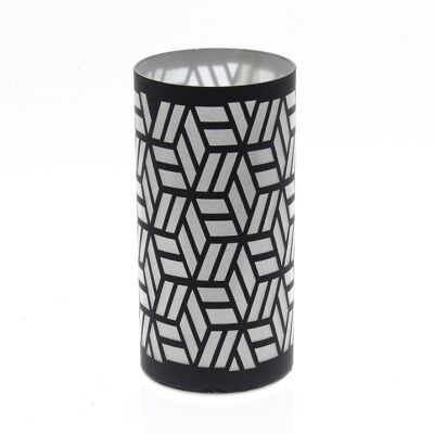 Cylindre en verre à motifs LED, 10 x 10 x 20 cm, noir, 773211
