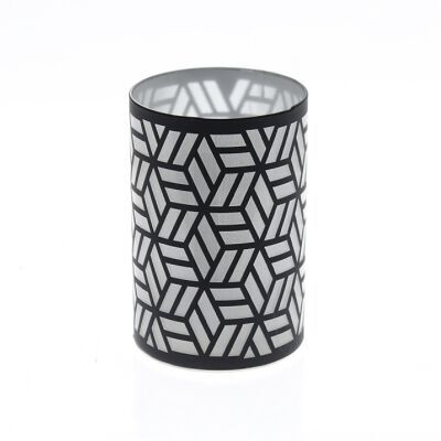 Glass cylinder patterned LED, 10 x 10 x 15 cm, black, 773204