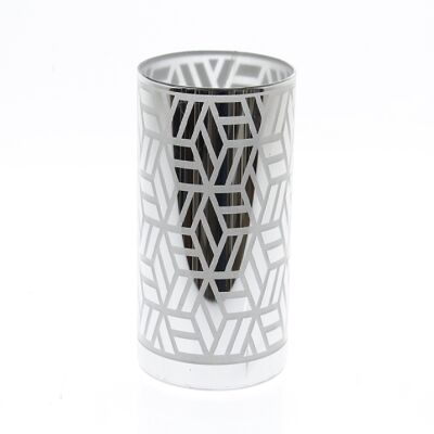 Glass cylinder patterned LED, 10 x 10 x 20 cm, silver, 773181