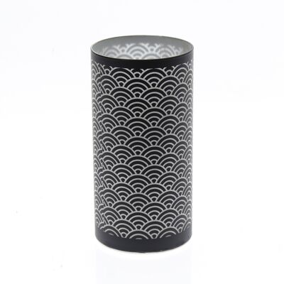 Cylindre en verre design vague LED, 10 x 10 x 20 cm, noir, 773150