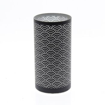 Cylindre en verre design vague LED, 10 x 10 x 20 cm, noir, 773150 1
