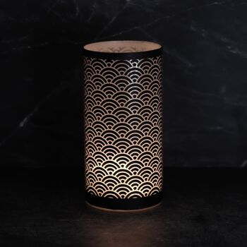 Cylindre en verre design vague LED, 10 x 10 x 20 cm, noir, 773150 2