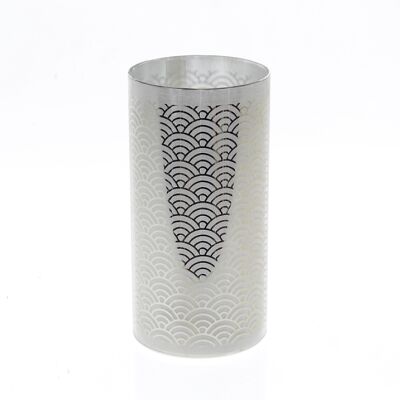 Glass cylinder wave design LED, 10 x 10 x 20 cm, silver, 773129