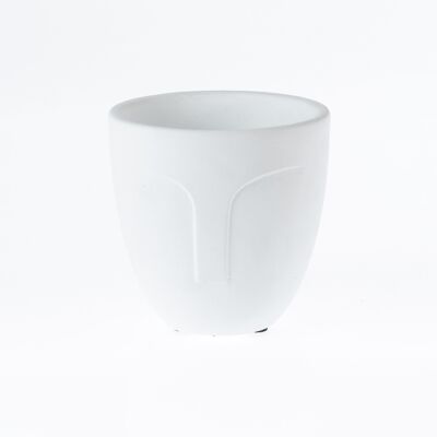 Cement planter with face, Ø 14 x 14 cm, white, 772757