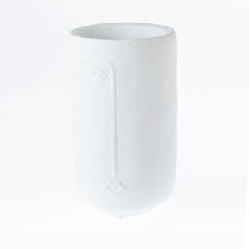 Cache-pot en ciment avec face, Ø 12,5 x 23 cm, blanc, 772672 1