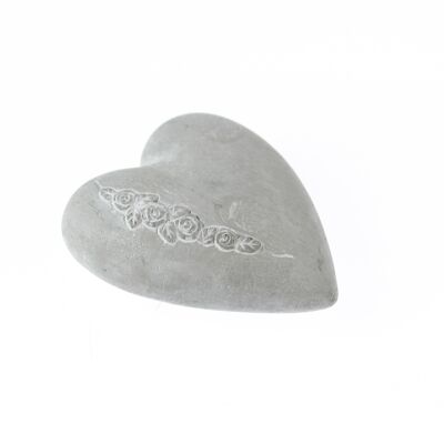 Cement heart to lay, 13 x 11.5 x 4 cm, grey, 772597