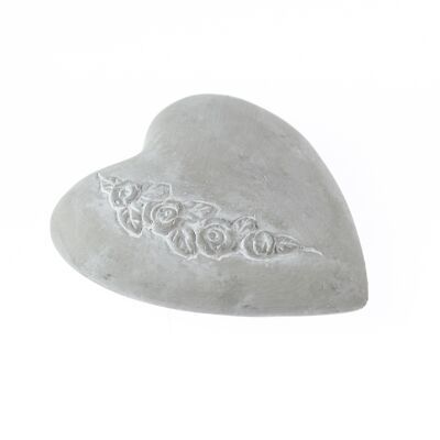 Cement heart to lay, 15 x 13 x 3.2 cm, grey, 772580
