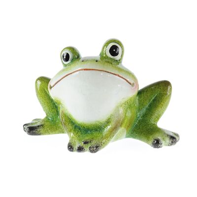 Ceramic frog sitting, 13.5 x 8 x 12.5 cm, green, 772351