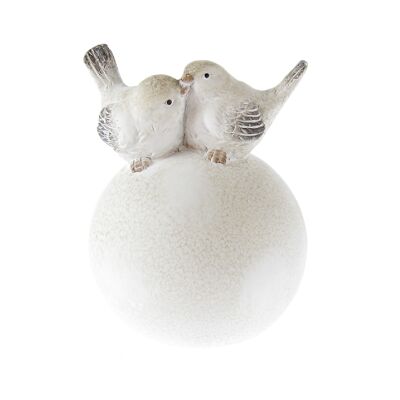 Keramik-Vögel auf Kugel, 13 x 12,5 x 17,5 cm, braun, 772214