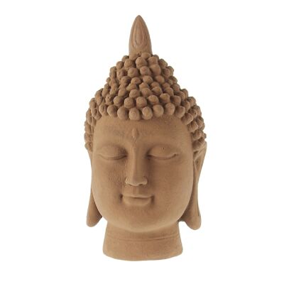 Tête de bouddha en magnésie, 19,5 x 18,7x33,5 cm, couleur rouille, 772146