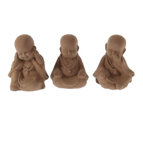 Keramik-Buddha sitzend 3-fach sortiert, 8,8 x 6,7 x 11 cm, rostfarben, 772139