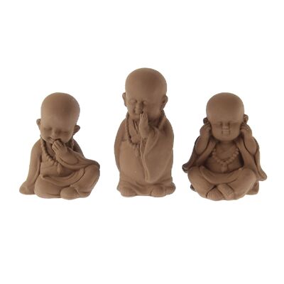 Buddha in ceramica 3 assortiti, 9,3 x 9,3 x 18 cm, color ruggine, 772122
