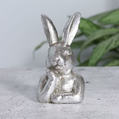Poly rabbit bust to stand on, 7 x 5.5 x 12.5 cm, silver, 771996