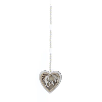 Wooden hanger Heart Love with LED, 11 x 1 x 54 cm, natural/white, 771804