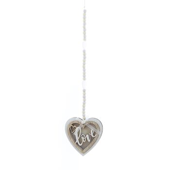 Cintre en bois Heart Love avec LED, 11 x 1 x 54 cm, naturel/blanc, 771804 1
