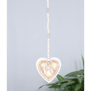 Cintre en bois Heart Love avec LED, 11 x 1 x 54 cm, naturel/blanc, 771804 2