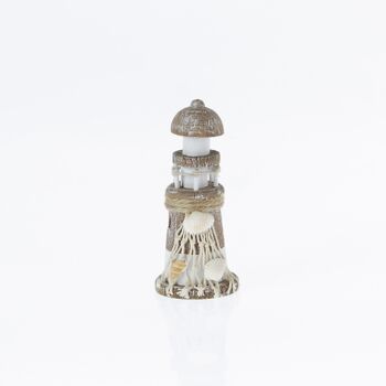 Phare en bois rayé, Ø 6 x 13,5 cm, naturel/blanc, 771620 1