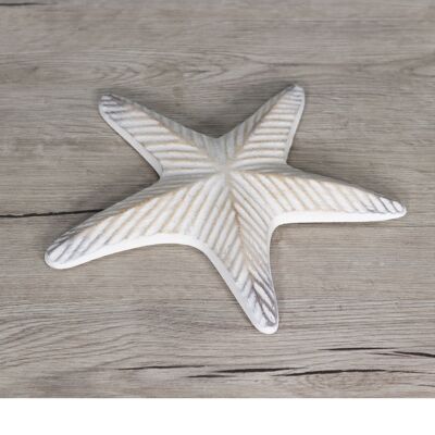 Wooden starfish to lay, 21.5 x 21 x 2 cm, natural/white, 771569