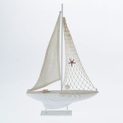 Velero de madera de pie, 32 x 5,5 x 49,5 cm, natural/blanco, 771521