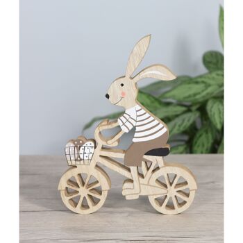 Lapin en bois sur vélo, 24 x 2 x 19 cm, naturel/blanc, 771446 2