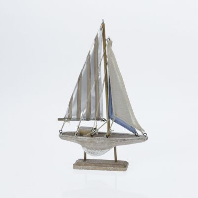 Wooden sailing boat for standing, 18.5 x 3.5 x 31.5 cm, brown, 771286
