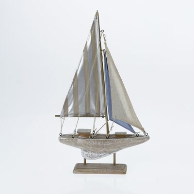 Barca a vela in legno per stare in piedi, 24,5 x 5 x 42,5 cm, marrone, 771279