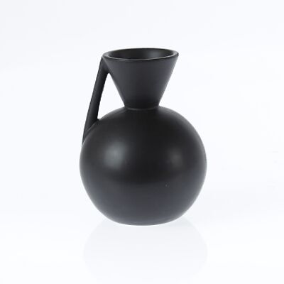 Dolomit-Vase Krug, Ø 9 x 12 cm, mattschwarz, 771064