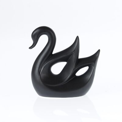 Cisne de cerámica para pararse, 14 x 6 x 14 cm, negro mate, 770838